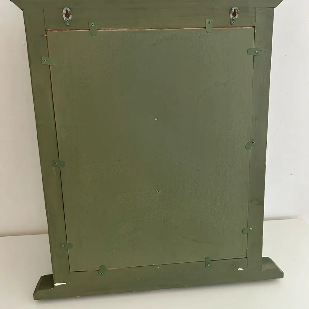 VTG HOMCO HOME INTERIORS WOOD WINDOW PANE & SAGE GREEN SHUTTERS WITH MIRROR DECO